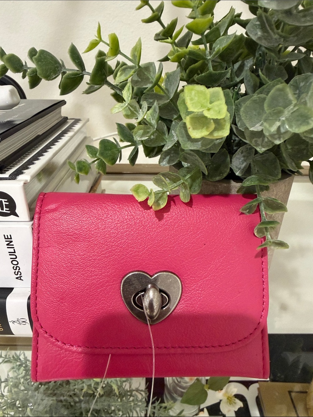 Free People Hot Pink Heart-Turn Lock Wallet